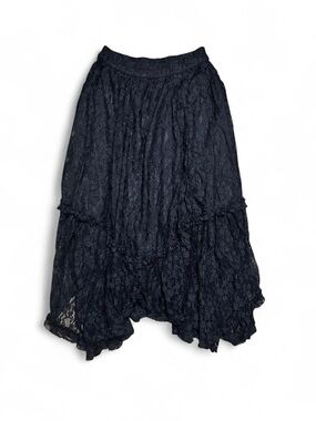 Women's American Eagle Black Floral Lace Tiered Skirt